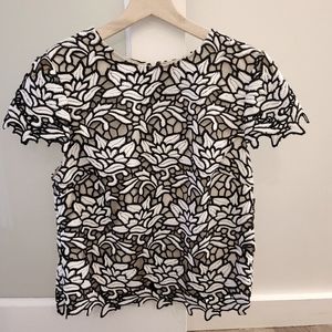 Alice + Olivia Eve Floral Lace Crop Top